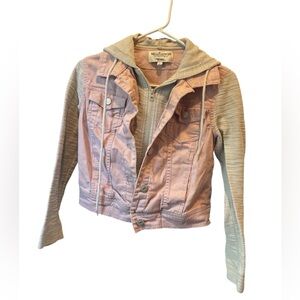 Wallflower Pink and Gray Denim Jacket with Hood. size S